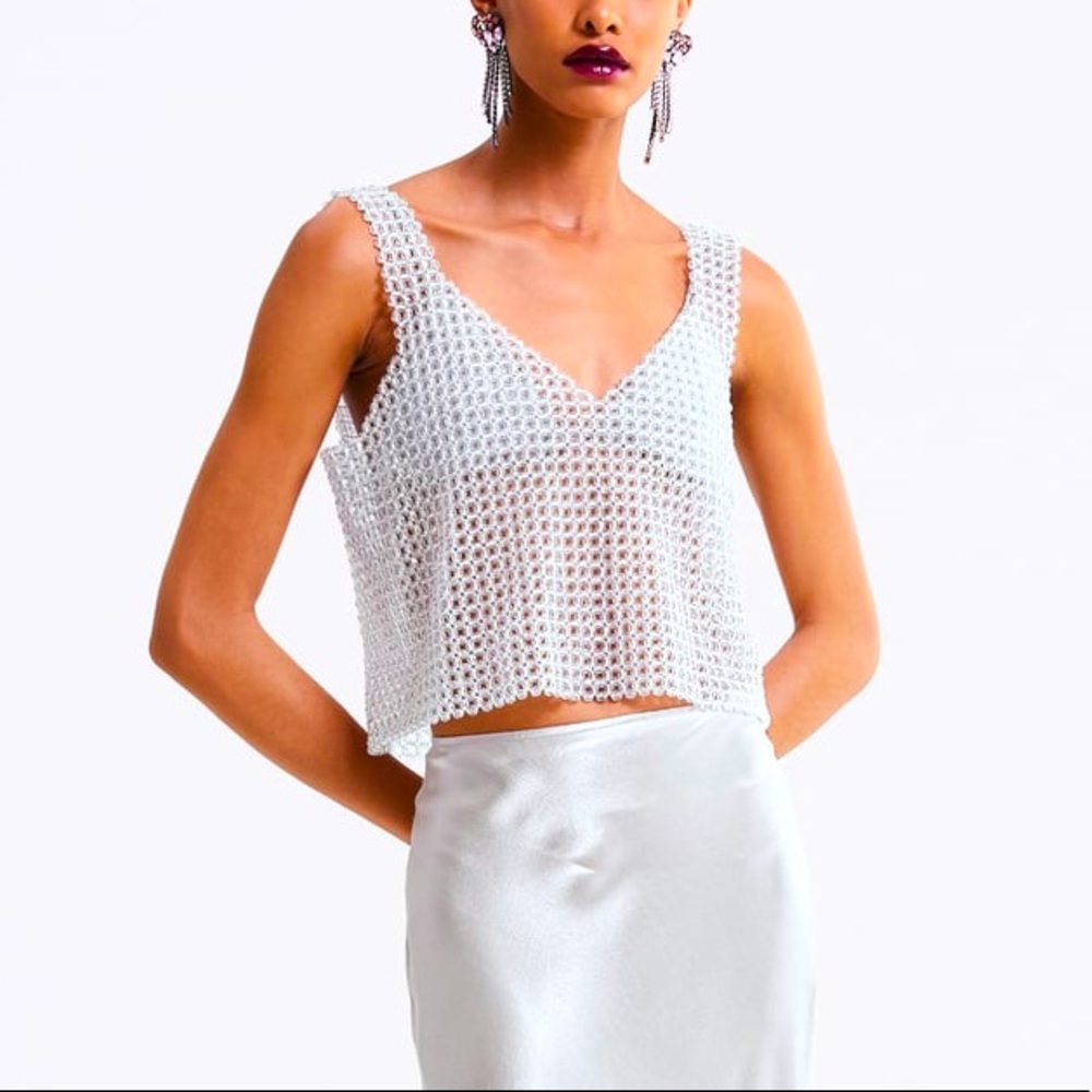 Zara Beaded Sheer Tank